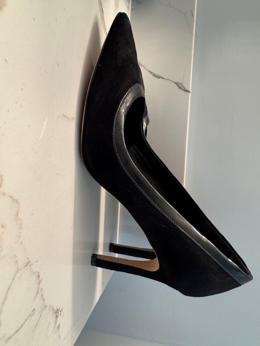 Via Spiga Black Suede Pointed-Toe Stiletto Pump